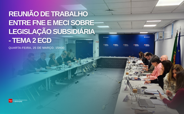 Reunião de trabalho entre FNE e MECI sobre legislação subsidiária - tema 2 ECD