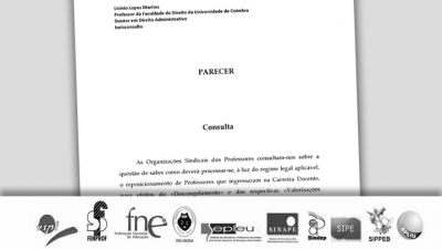 Nota à comunicação social: Organizações sindicais de professores entregaram, no ME, Parecer Jurídico sobre o reposicionamento na carreira Nota à comunicação social: Organizações sindicais de professores entregaram, no ME, Parecer Jurídico sobre o reposicionamento na carreira